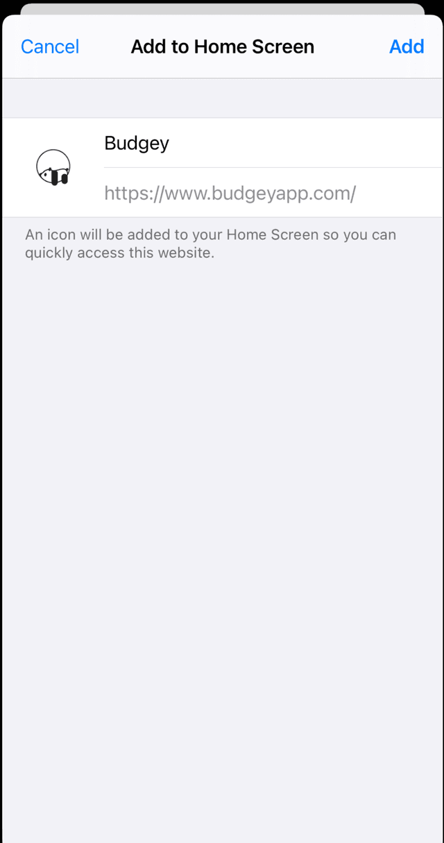Add Budgey to home screen