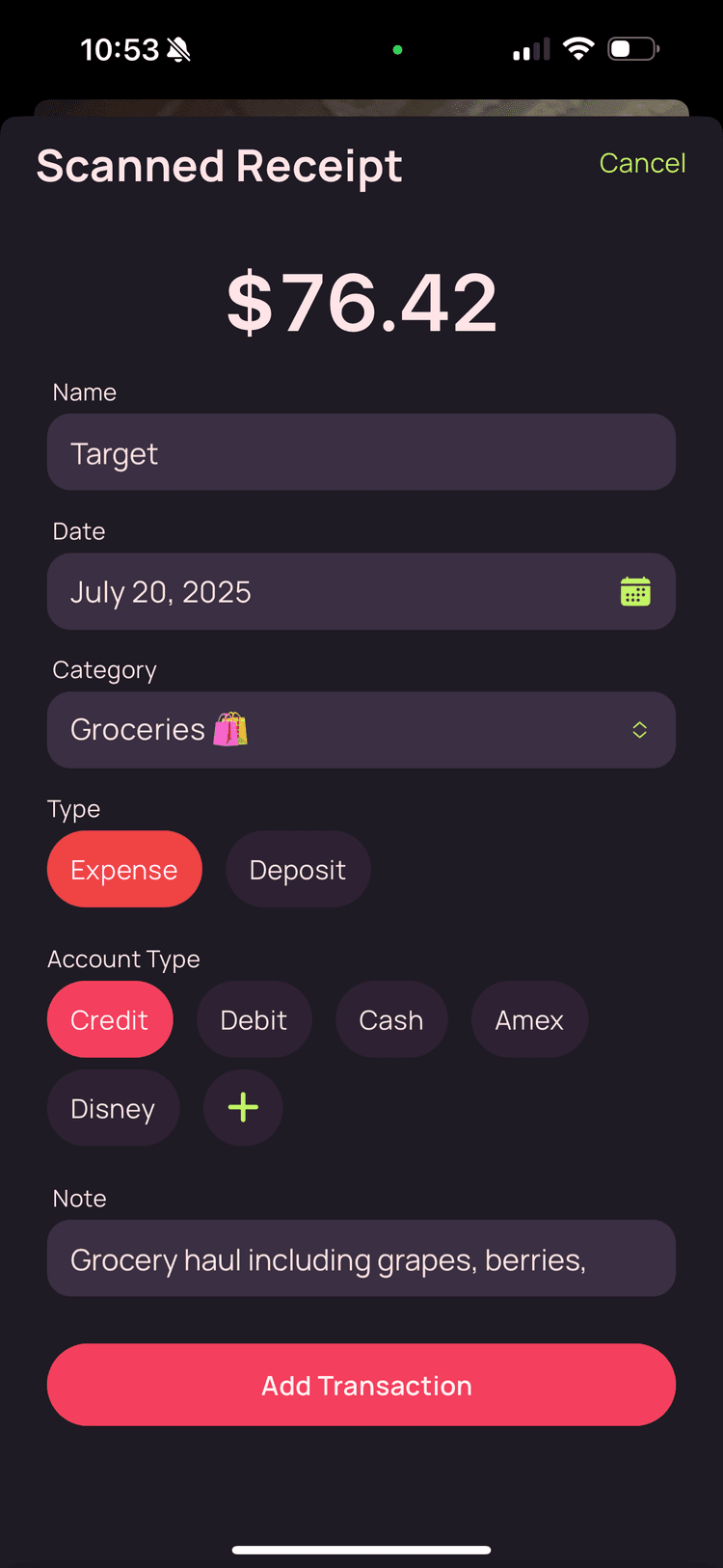 Add Transaction