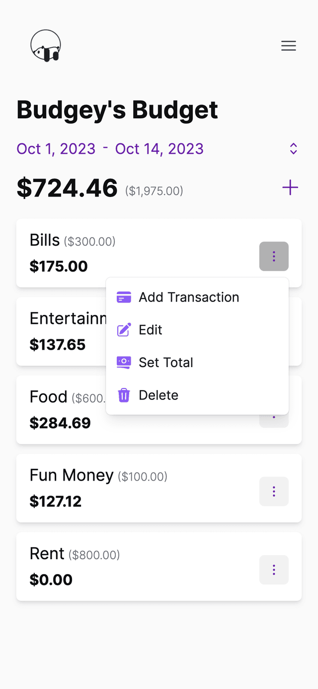 Category quick actions
