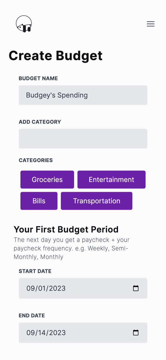 Create a new budget